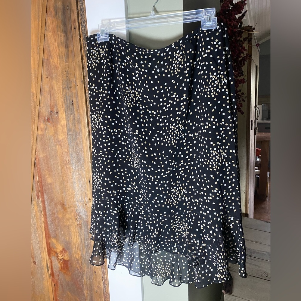 Talbots Collection 100% Pure Silk High Low Polka Dot Skirt